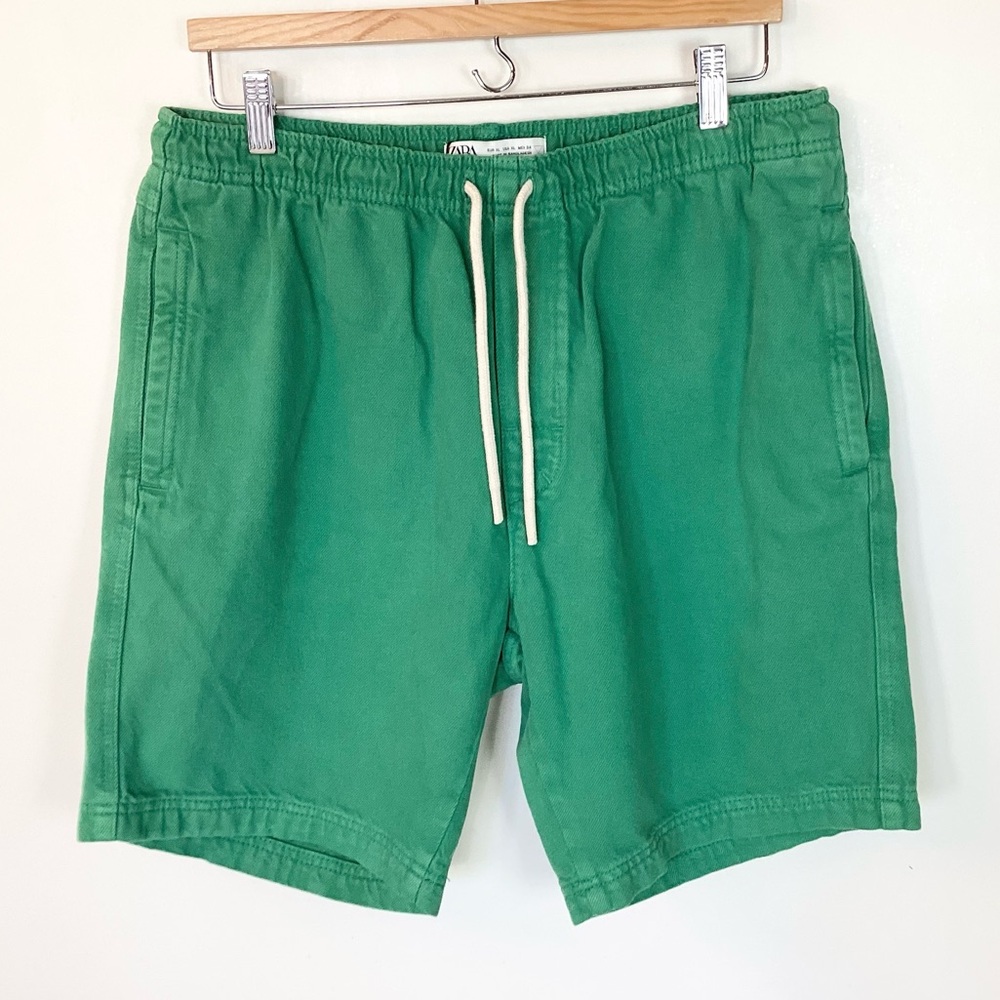 NWT Zara Men’s Pull On Denim Shorts - Green - XL